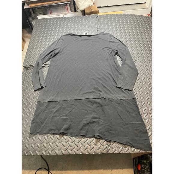 Eileen Fisher Stretch Silk Jersey Bateau neck tunic Graphite Gray NWT Size Large - Picture 4 of 6